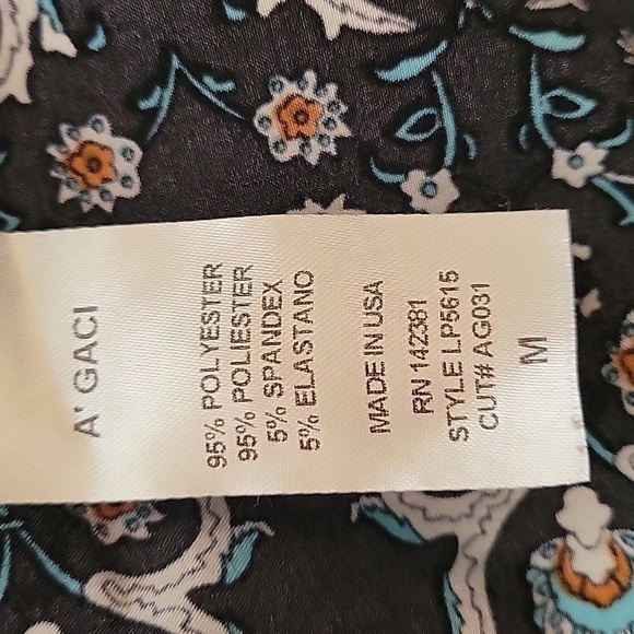 A'GACI Wide Leg Smock Waist Ethnic Floral Paisley Boho Pants Medium - Picture 8 of 9